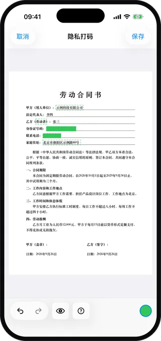 隐私打码自动识别出身份证号和手机号(演示数据)
